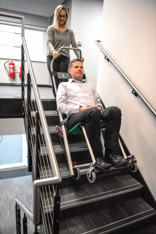 ExitMaster Versa Evacuation Chair in use