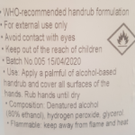 Hand sanitiser label