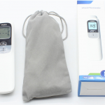 Box and contnets of digital forehead thermometer